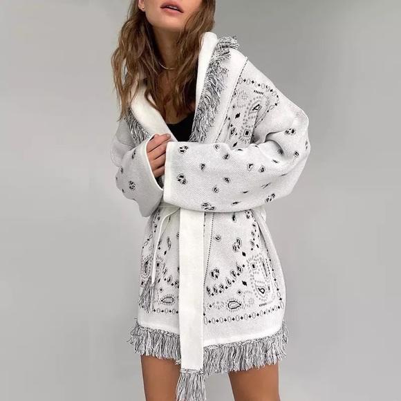 Lena Vie Boutique Sweaters - Lea Boho Fringe Oversized Knit Kimono Wrap Cardi